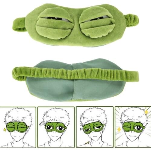 3D Sad Frog Sleep Eye Mask Cover Plush Cartoon Eyepatch Relax Sleeping Rest Travel Sleep Anime Funny Eye Care Tool