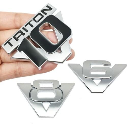 3D Metal Car Styling Chrome V6 V8 Triton V10 Car Stickers Emblems Badges Logos Car Trunk Mudguard Car Decoration Sticker