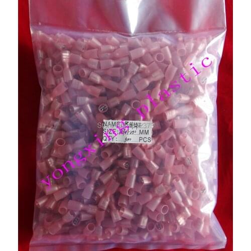 500pcs package Heat shrinkable Full-insulating Female Terminal red 22-18AWG(0.75-1.5) squar cable FDFD1-250