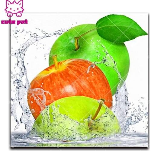 Diamond Mosaic Green red apple 3D Painting Rhinestones pictures Full Square Diamond Embroidery Gifts Cross Stitch puzzle Decor