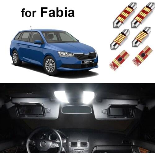 Canbus Car Led Interior ght Kit For Skoda Fabia MK1 MK2 MK3 1999-2015+ Led Bulb Dome Map Indoor