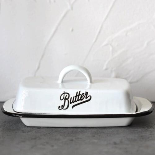 White Enamel Butter Plates Snack Tray Dinnwerware Sets Serving Tray