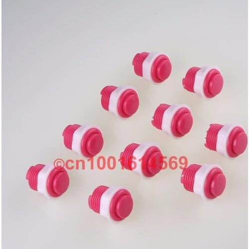 Free shipping 10pcs/lot 24mm Arcade Push Button 2Pin Built-in Small Microswitch For Arcade Game Machine Sale Pink Arcade Button