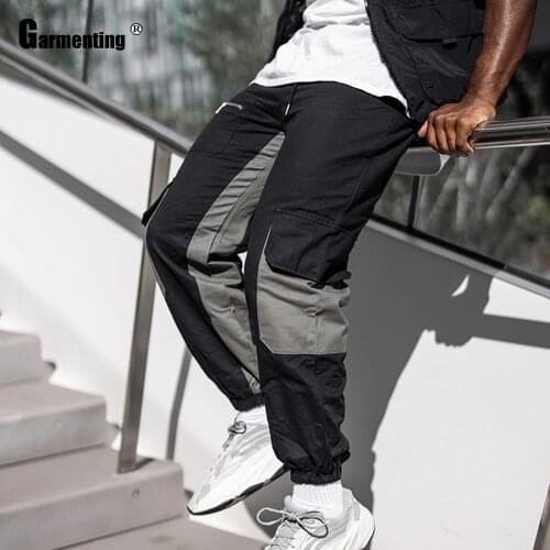 Garmenting Plus Size Mens Cargo Pants 2021 Summer Moto & Bike Pants Male Zipper Pockets Trouser New Patchwork Outdoor Pant Man