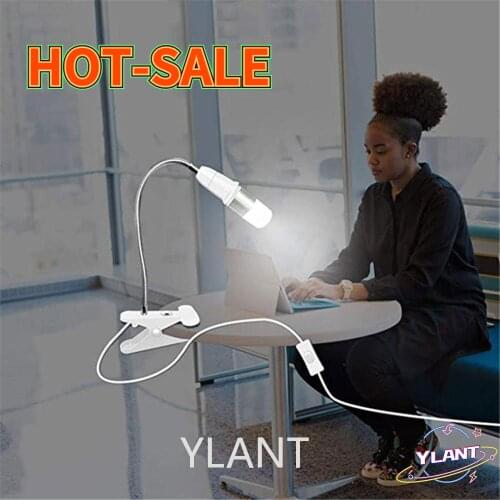 Holder E27 Base Light Socket Gooseneck Clip-On Cable With On Off Switch for Home Plant EU US Plug 360Degrees Flexible Desk Lamp