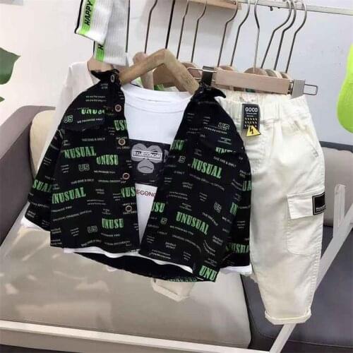 Childrens Clothing Set Autumn Winter Korea Children Denim Coat+T-Shirt +Pants Sport Suit 3PCS/Sets Kid Child Toddler Tracksuits