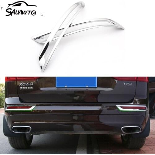 For Volvo XC60 2018 2019 2020 ABS Chrome Car Rear Fog Light Cover Trim Tail Foglight Lamp Frame Sticker Styling Accessories