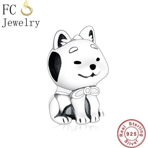 FC Jewelry Fit Original Brand Charm Bracelet 100% 925 Silver Japanese Akita Inu Dog Bead With Enamel For Making Berloque 2020