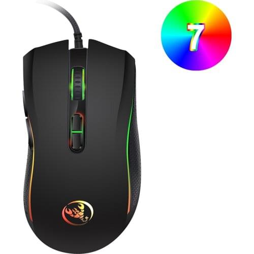 HXSJ A869 Wired Gaming Mouse 3200DPI 7 Buttons 7 Color LED Optical Computer Mouse Player Mice Gaming Mouse for PC Gamer Mice
