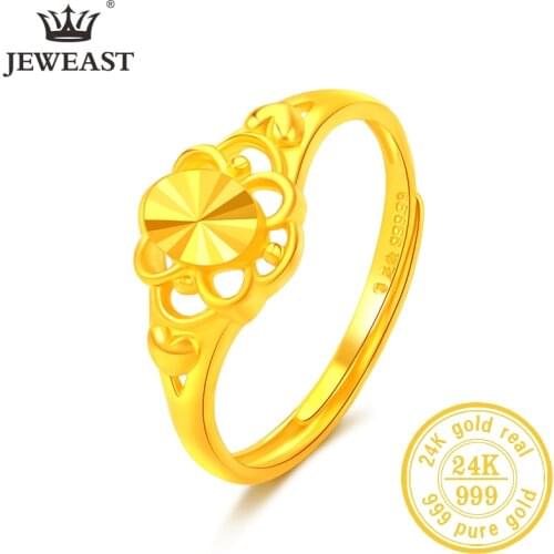JLZB 24K Pure Gold Ring Real AU 999 Solid Gold Rings Elegant Shiny Beautiful Upscale Trendy Classic Jewelry Hot Sell New 2020