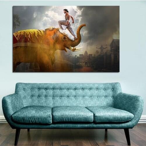 Canvas Painting Wall Art Home Decor Elephant and People For Living Room Modern HD Printed Landscape Picture No Frame