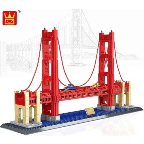 1977pcs Wange Blocks GOLDEN BRIDG OF UNITED STATES Model Architecture Building Brick Educational Toys for Kids Gifts 6210