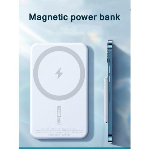Magnetic Fast Wireless Charger Portable Power Bank For iPhone 12 13 Pro Max Mini Ultra-Thin Built-In 5000 mAh External Battery