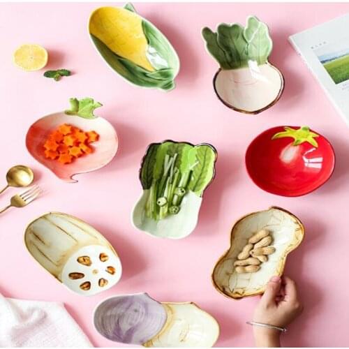 Cute Ceramic Dish Snack Plates Dessert Bowl Party Salad Fruit Plate Vegetable Porcelain Tableware Kitchen Decoration Bowl 08149