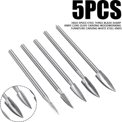 5Pc/Set Wood Engraving Drill Bit Set High Speed Steel Milling Cutter Carve Root Tools For Woodworking Drilling Engraving Carving