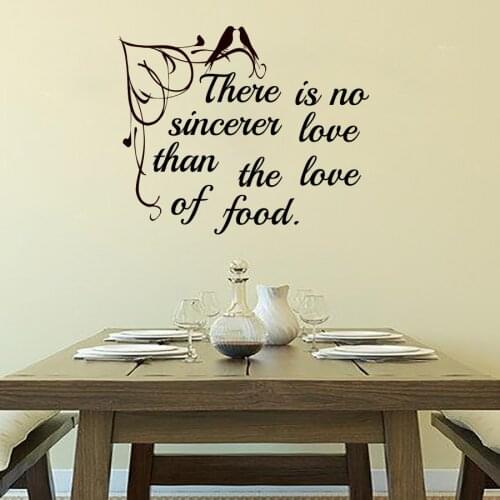 There Is No Sincerer Love Than The Love Of Food Wall Sticker Kitchen Decorative Vinyl Art Birds Kissing Wall Decal