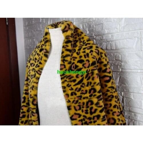 New leopard print plush faux fur fabric, imitation fur clothing fabric for costumes