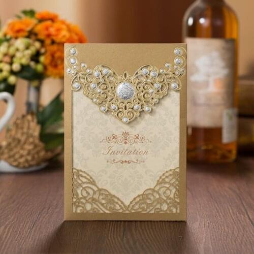 50pcs/lot New Arrival Vertical Laser Cut Wedding Anniversary Invitation with Envelope Hollow Flora Invitation Cards