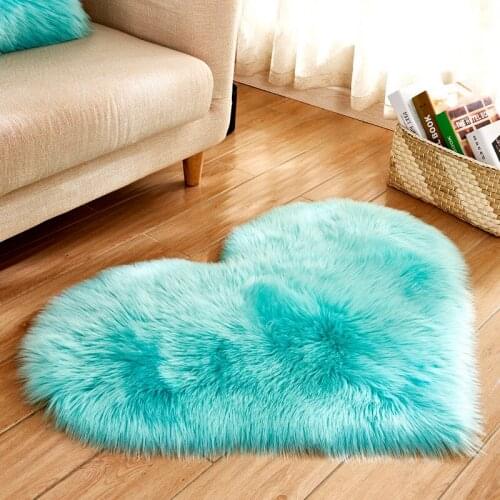 Love Heart Solid Carpet Faux Fur Imitation Wool Rug Floor Area Rugs Artificial Sheepskin Shaggy Carpets For Living Room Bedroom