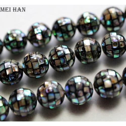 Meihan Wholesale amazing 10mm (20 beads/set) natural hand stitching solid shell beads round stone for jewelry making design