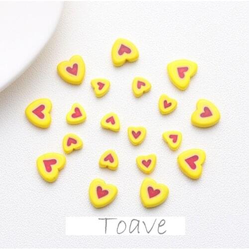 Cute yellow glaze size love peach heart straight hole beaded hand-made retro ins necklace earrings material accessories