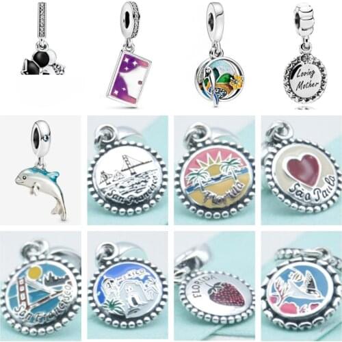 PDD DZ 61 925 Sterling Silver Spring New Charm Pendant with DIY Bracelet Necklace Jewelry Gift Carving Suitable for Women