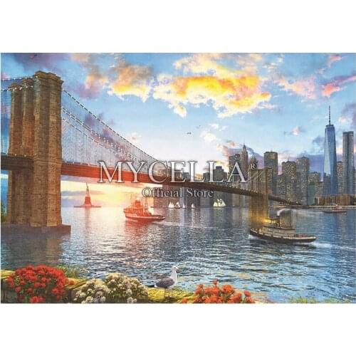 Landscape 5D DIY Diamond Painting Brooklyn Bridge City Crystal Embroidery Cross Stitch Needlework Full Diamond Mosaic Decor Gift