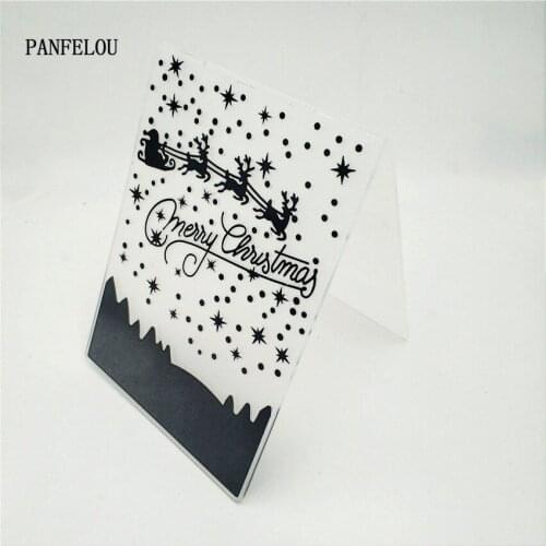 PANFELOU Hakodate deer car card Embossing folders Plastic For Scrapbooking DIY Template Fondant Cake Photo Album Card Making