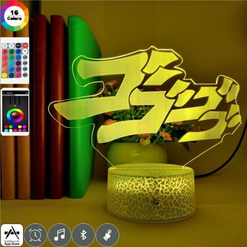 Plug In 3D Picture Lamp Anime Night Light LED Touch Switch Nightlight JOJOs Bizarre Adventure Logo Fans Kids Manga Decor Gift