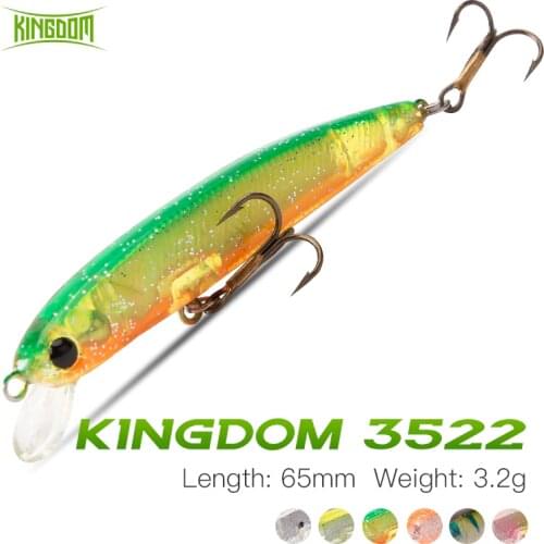 Kingdom Floating Minnow Fishing Lure 65mm 3.2g Small Freshwater Jerkbait For Bass Perch Trout Pike Fishing Wobblers Hard Bait