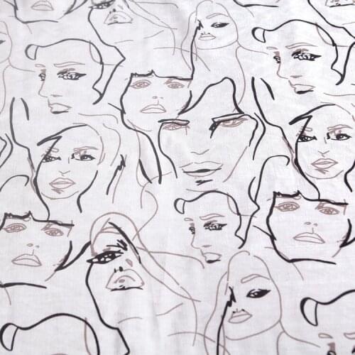 Simple fashion diy craft picture printed polyester fiber cloth fabric abstract girl spot dress shirt fabric