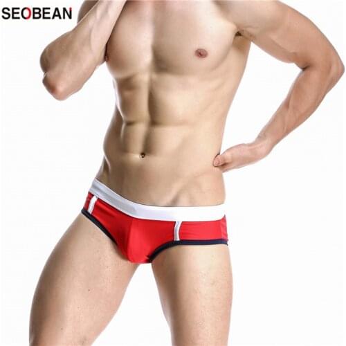SEOBEAN Summer Mens Swimming Suits Classic Patchwork Mens Swimsuit Fashionable Sexy Swimming Briefs
