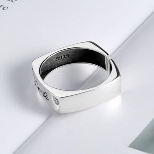 S925 SILVER European and American cold wind smile ring girls ins fashion personality open ring NJ022