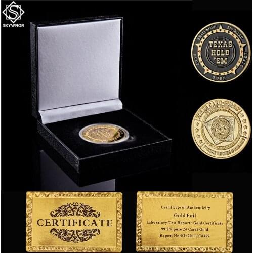 Texas Hold'em Flop Turn River Big Small Blind Lucky Chip Casino Collecting Gold Coins w/ Luxury Coin Box