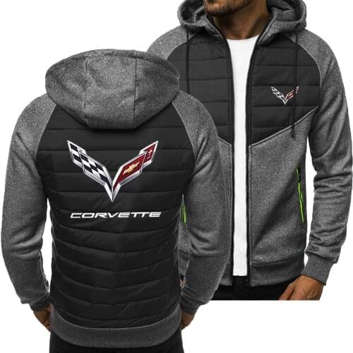 New Spring Autumn Corvette Hoodie Mens Fashion Sport Casual Sweatshirts Cardigan Zipper Long Sleeve Jacket