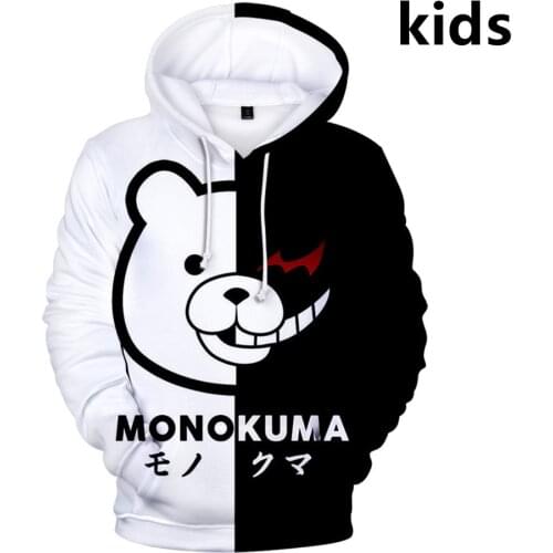 3 To 14 Years Kids Hoodies Danganronpa Monokuma 3d Printed Boys Girls Hoodie Dangan Ronpa Cartoon Sweatshirt Children Clothes