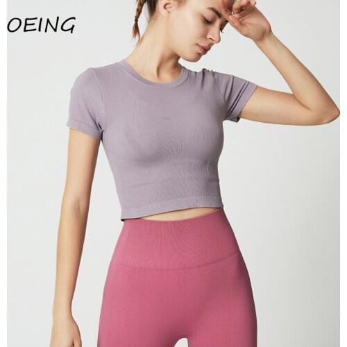 Short Sleeve Gym Tops for Women Stretchy Yoga Running Shirts Activewear Sport Crop Tops