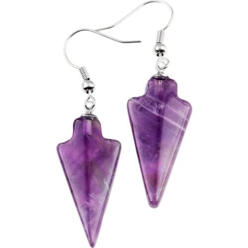 TUMBEELLUWA Arrowhead Arrow Tip Point Stone Dangle Drop Hook Earrings