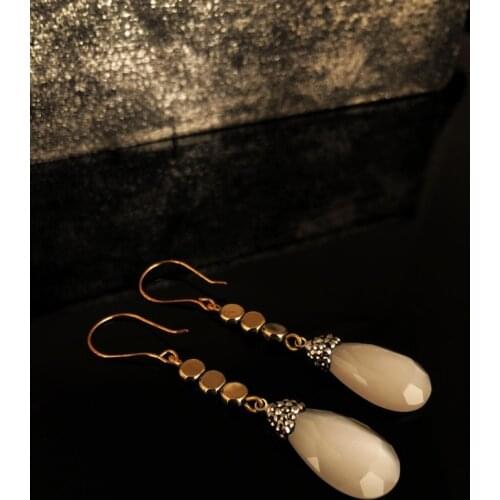 Dr Stone Natural Stone Women 'S Cat 'S Eye Stone Gold Plated Earrings RYL44 439800037