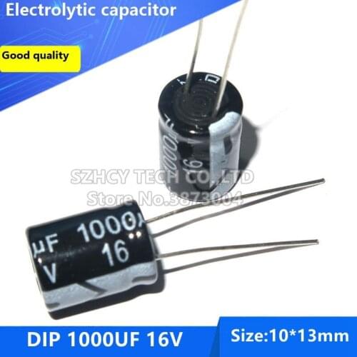 100pcs DIP 1000UF 16V 10*13 Electrolytic capacitor