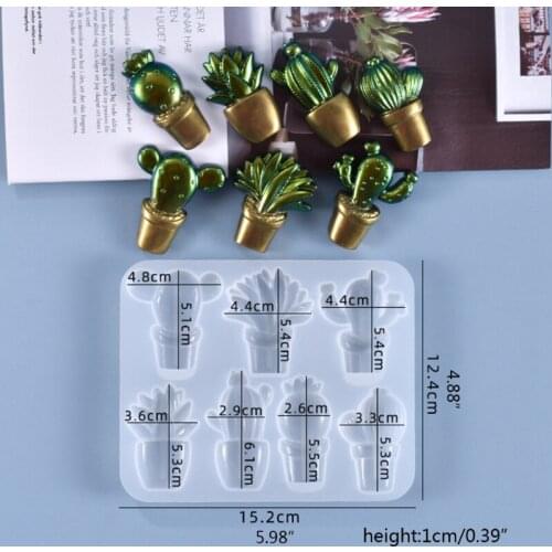 N0HE 3D Cactus Keychains Crystal Epoxy Resin Mold Handmade Pendant Decorations Silicone Mould DIY Crafts Casting Tool