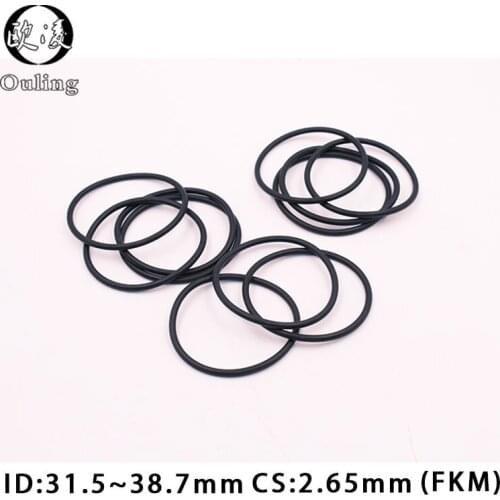 5PCS Fluorine rubber Ring Black FKM O ring Seal CS:2.65mm ID31.5/32.5/33.5/35.5/36.5/38.7mm Rubber O-Ring Seal Oil Ring Gasket