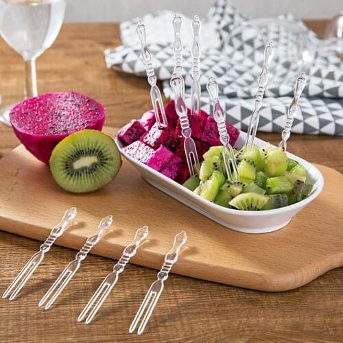 24PCS/Set Clear Plastic Mini Forks Disposable Tasting Forks Cocktail Forks for Desserts, Salad, Fruit, Small Appetizers