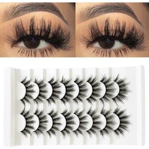 8/5 Pairs Faux Mink Hair False Eyelashes Wispy Criss-Cross Fluffy Thick Natural Handmade Lash Cruelty-Free Eye Makeup Tools