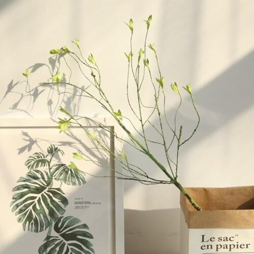 88cm Long plastic foam Bendable tree branch Artificial plants with green leaves for flower arrangement home DIY decorations