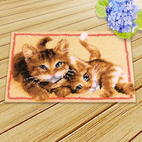 Almofadas Smyrna Knooppakket Cat Dog Klink Haak Kussen Bloem Kit Klink Haak Kleed Bloemen Kits Diy Needlework Mat Embroidery 3D
