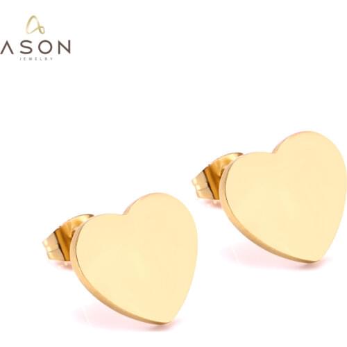 ASONSTEEL Lovers Jewelry Gold/Silver Color Heart Earrings Stainless Steel Push Back Stud Earrings Ladies Accessories Party
