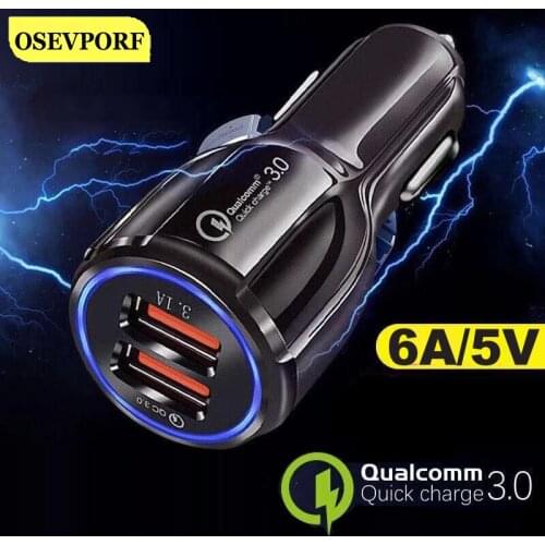 USB Car Charger For Mobile Phone Tablet GPS 3A Fast Charge Dual USB Car Phone Charger For iPhone Samsung S9 Xiaomi QC3.0 Charger