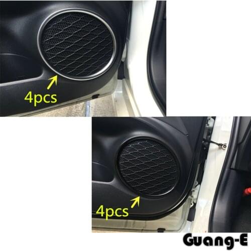Car Styling Detector Stick ABS Chrome Inside Door Audio Speak Speaker Sound Ring Lamp Trim 4pcs For Toyota Prius 2016 2017 2018