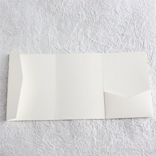 Blank Invitation Card Pocket Solid Color Four Pages Invite Holder Offer Customized Inserts Printing Party Supply 50 Pcs